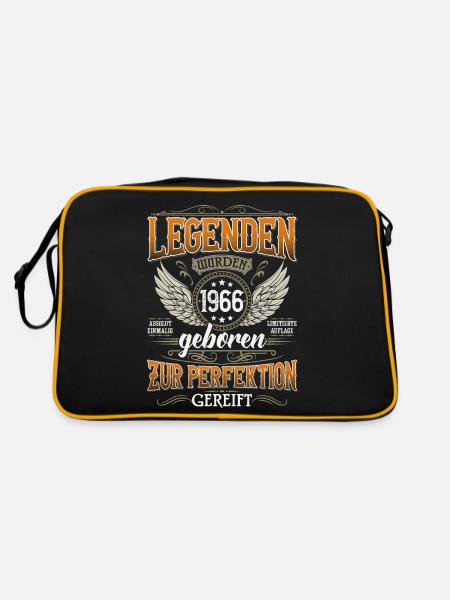 Jahrgang 1966 geboren Legenden Geburtstagspruch - Retro Tasche - Schwarz/Gold