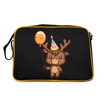 Elch Geburtstag Comic Süß - Retro Tasche - Schwarz/Gold - Hinten