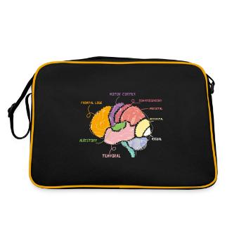 Neurology Brain Map Parts Of The Brain Anatomy - Retro Bag - black/gold - Back