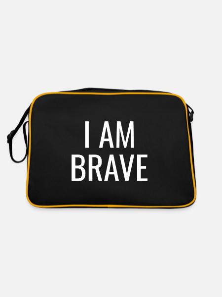 Ich bin mutig - Christliche positive Zitate - Retro Tasche - Schwarz/Gold - Hinten