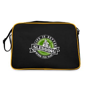 Schlitten Schlittenfahren Rutschen - Retro Tasche - Schwarz/Gold - Hinten