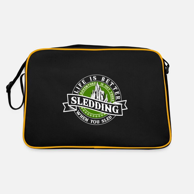Schlitten Schlittenfahren Rutschen Retro Tasche