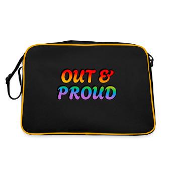 Raus und stolze LGBT-Regenbogen-Pride - Retro Tasche - Schwarz/Gold - Hinten