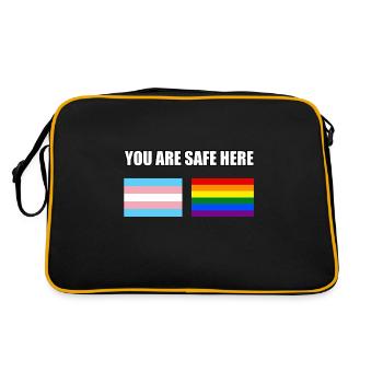 Sie sind hier sicher LGBT Sign Flaggen - Retro Tasche - Schwarz/Gold - Hinten