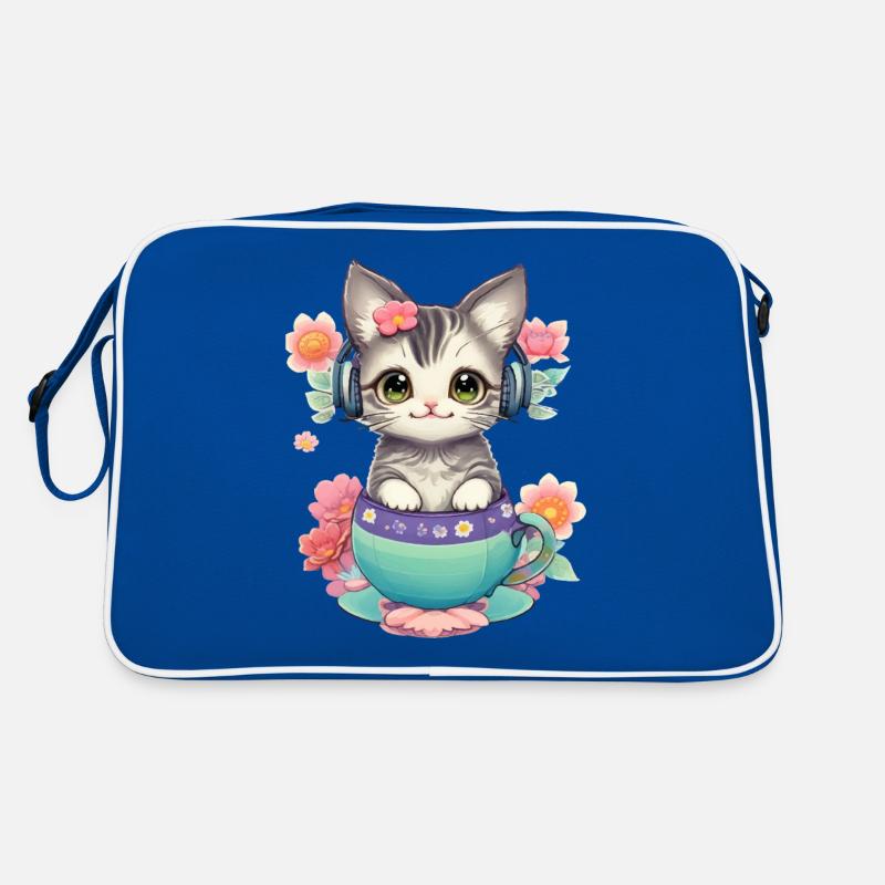 Mignon bébé chat dans un monde de fleurs Sac Retro