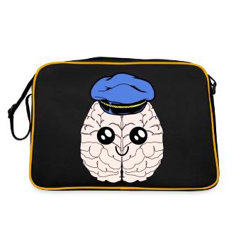 Gehirn Beruf Job Arbeitsbereich Hirn Intelligenz - Retro Tasche - Schwarz/Gold - Hinten