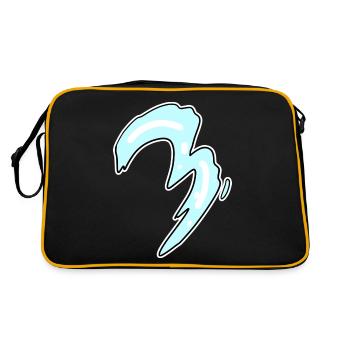 Drei - 3 - Nummer 3 - Zahl 3 - Retro Tasche - Schwarz/Gold - Hinten