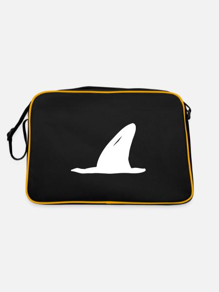 Hai Flosse, Haifischflosse Shirt Shark Kinder Kids - Retro Bag - black/gold - Back