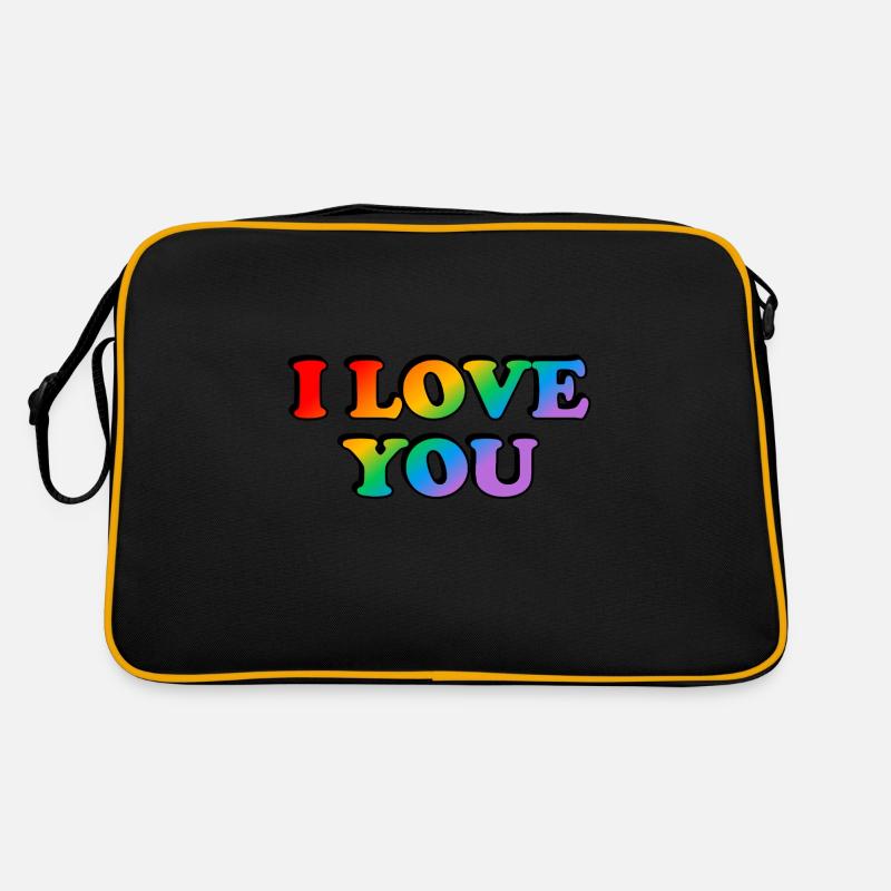 I love you - Regenbogen - Homo-Ehe Retro Tasche