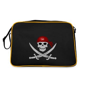 Pirate skull with crossed swords - Retro Bag - black/gold - Back