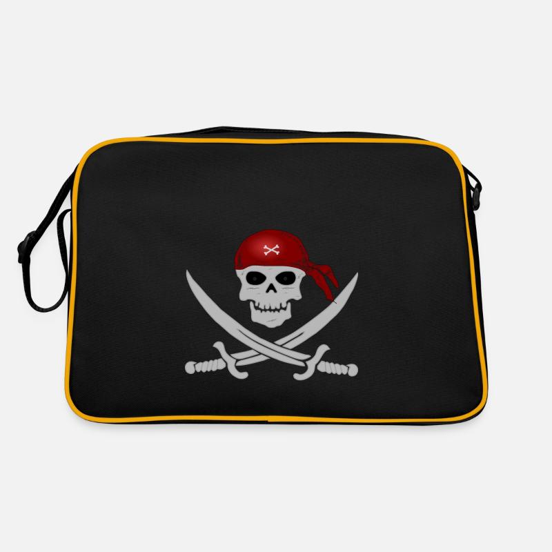Crâne de pirate avec des épées croisées - Sac Retro - noir/or