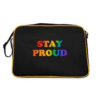 BLEIB STOLZ Regenbogen LGBT Pride - Retro Tasche - Schwarz/Gold - Hinten