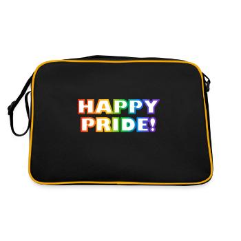 Happy Gay Pride Regenbogen LGBTQ - Retro Tasche - Schwarz/Gold - Hinten