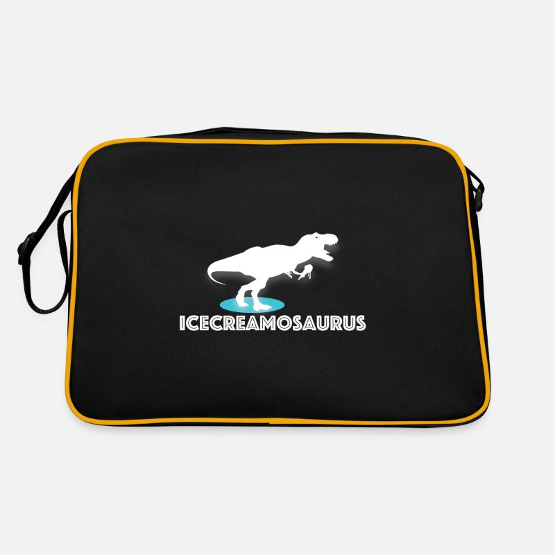 Icecreamosaurus | Eis, Dino, lustige Sprüche - Retro Tasche - Schwarz/Gold