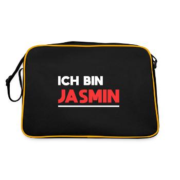 Jasmin Name Spruch für stolze Jasmins - Retro Tasche - Schwarz/Gold - Hinten