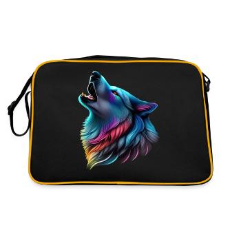 Bunter Wolf - Retro Tasche - Schwarz/Gold - Hinten