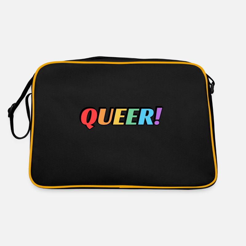 Queer rainbow text Retro Bag