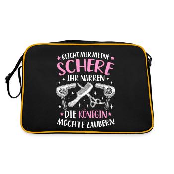 Friseur Friseurin Frisörin Frisör Friseuse Haare - Retro Tasche - Schwarz/Gold - Hinten