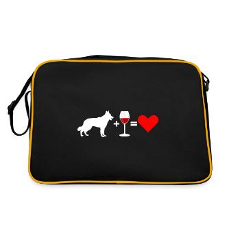 German shepherd wine red wine - I love - Retro Bag - black/gold - Back