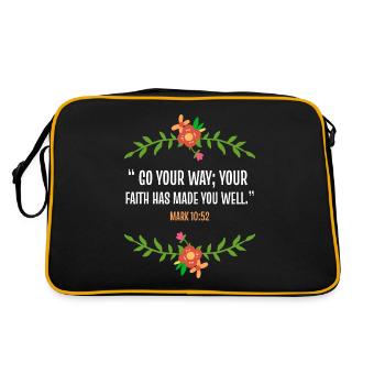 Verse de la Bible Marc 10 52 - Sac Retro - noir/or - Dos