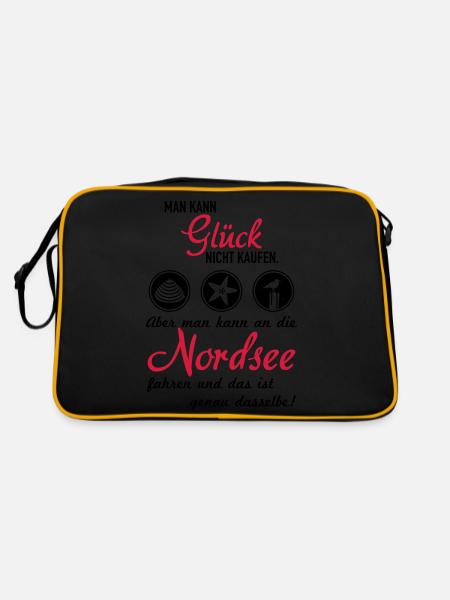 Glück Nordsee - Retro Tasche - Schwarz/Gold