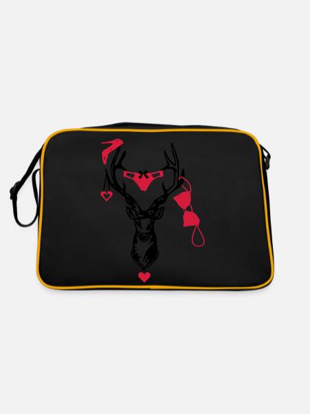 Wiesn Hirsch / / Junggesellenabschied - Retro Tasche - Schwarz/Gold - Hinten