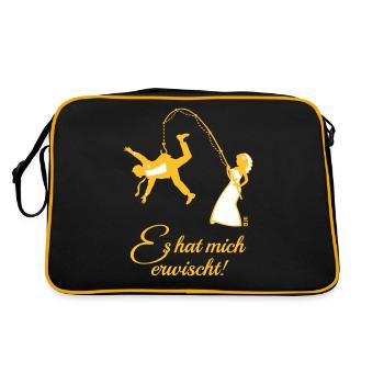 Es Hat Mich Erwischt! (Junggesellenabschied JGA) - Retro Tasche - Schwarz/Gold - Hinten