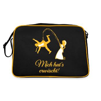 Mich Hat’s Erwischt! (Bräutigam, Angel, JGA, 2C) - Retro Tasche - Schwarz/Gold - Hinten