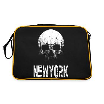NEW YORK SKULL - Sac Retro - noir/or - Dos