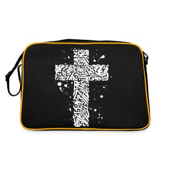 Graffiti Kreuz - Retro Tasche - Schwarz/Gold - Hinten