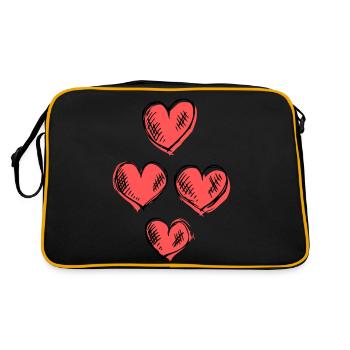 vier Herzen - Retro Tasche - Schwarz/Gold - Hinten
