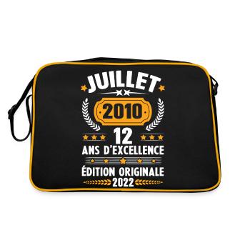 Cadeau d'anniversaire 12 Ans, Né en juillet 2010 - Sac Retro - noir/or - Dos