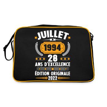 Cadeau d'anniversaire 28 Ans, Né en juillet 1994 - Sac Retro - noir/or - Dos