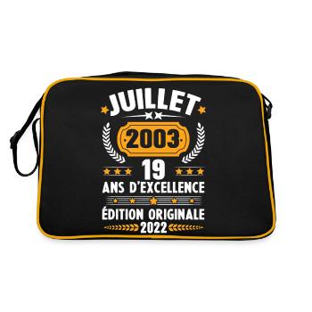 Cadeau d'anniversaire 19 Ans, Né en juillet 2003 - Sac Retro - noir/or - Dos