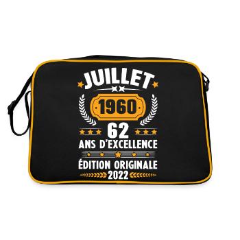 Cadeau d'anniversaire 62 Ans, Né en juillet 1960 - Sac Retro - noir/or - Dos