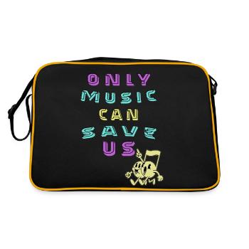 Nur Musik kann uns retten Musiknoten Weltfrieden - Retro Tasche - Schwarz/Gold - Hinten