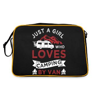 just a girl loves camper camping van - Sac Retro - noir/or - Dos