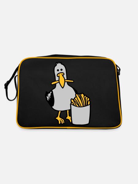 Joyeuses frites volées à la mouette - Sac Retro - noir/or - Dos