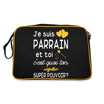 je suis parrain / super parrain / humour parrain - Sac Retro - noir/or - Dos
