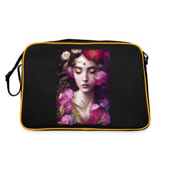 Femme avec bordure de fleurs - Sac Retro - noir/or - Dos