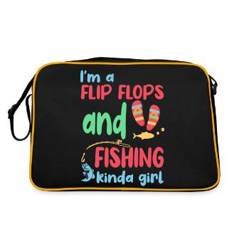 Ich bin ein Flip Flop und Fischer Mädchen - Retro Tasche - Schwarz/Gold - Hinten
