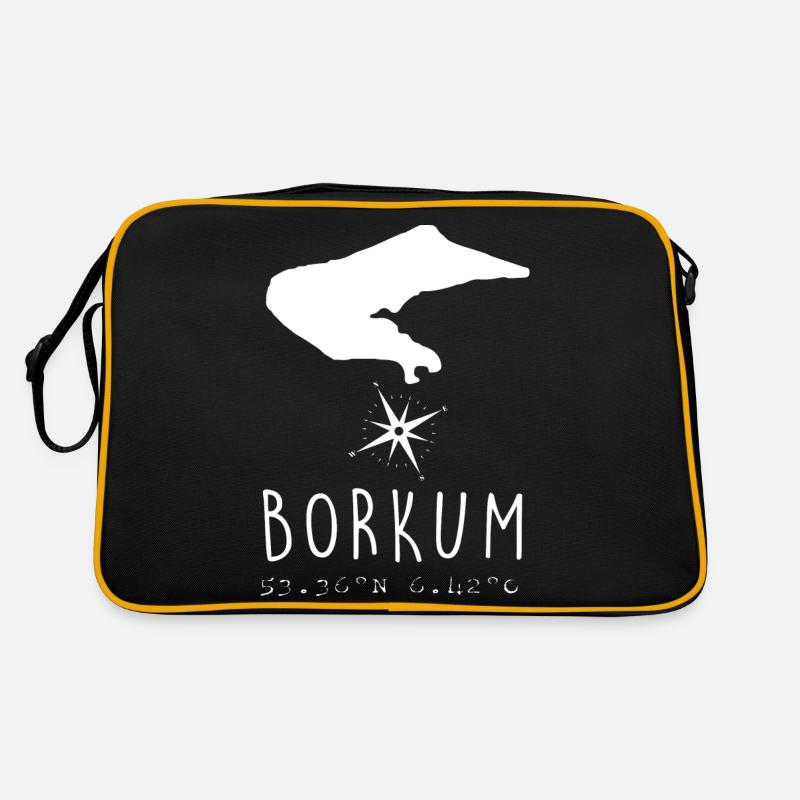 Borkum Herzschlag Nordsee Geschenk Retro Tasche