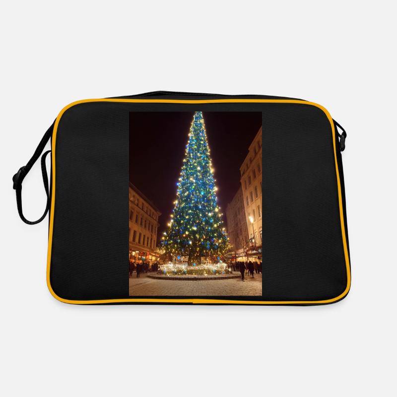 Hoher Weihnachtsbaum - Retro Tasche - Schwarz/Gold