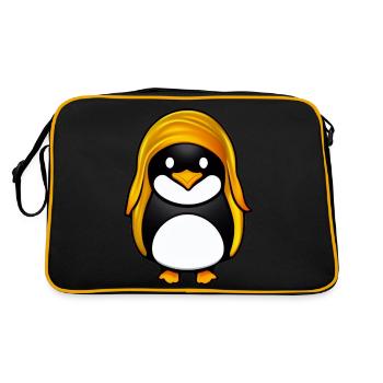 Pingouin Dessin Animé Pingouin Mignon Animal Drôle Comique Blonde - Sac Retro - noir/or - Dos