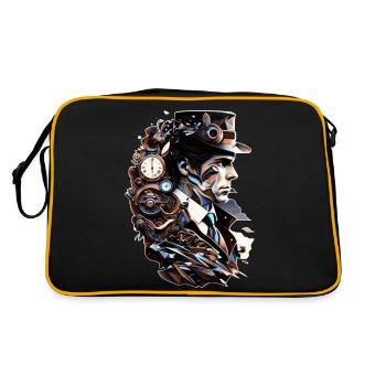 Steampunk and technology as a vintage time machine - Retro Bag - black/gold - Back
