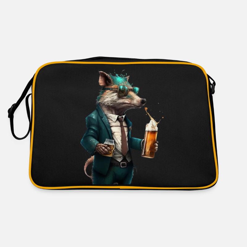 Cooles Tier mit BIer. Style und Alkohol Retro Tasche