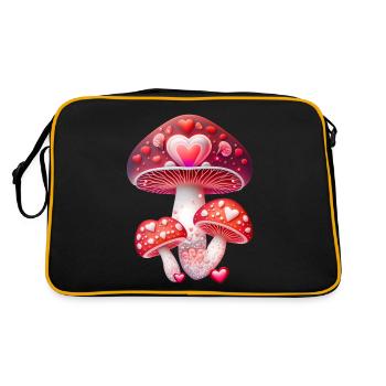 Herzens Pilze - Retro Tasche - Schwarz/Gold - Hinten