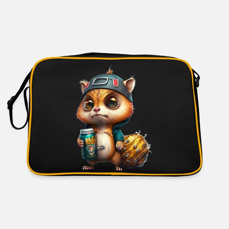 Cooles und süßes Rock Eichhörnchen mit Bier Retro Tasche