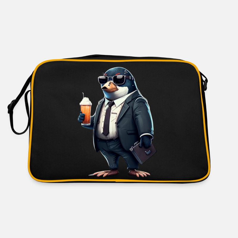 Cool beer-drinking penguin - suit up! Retro Bag