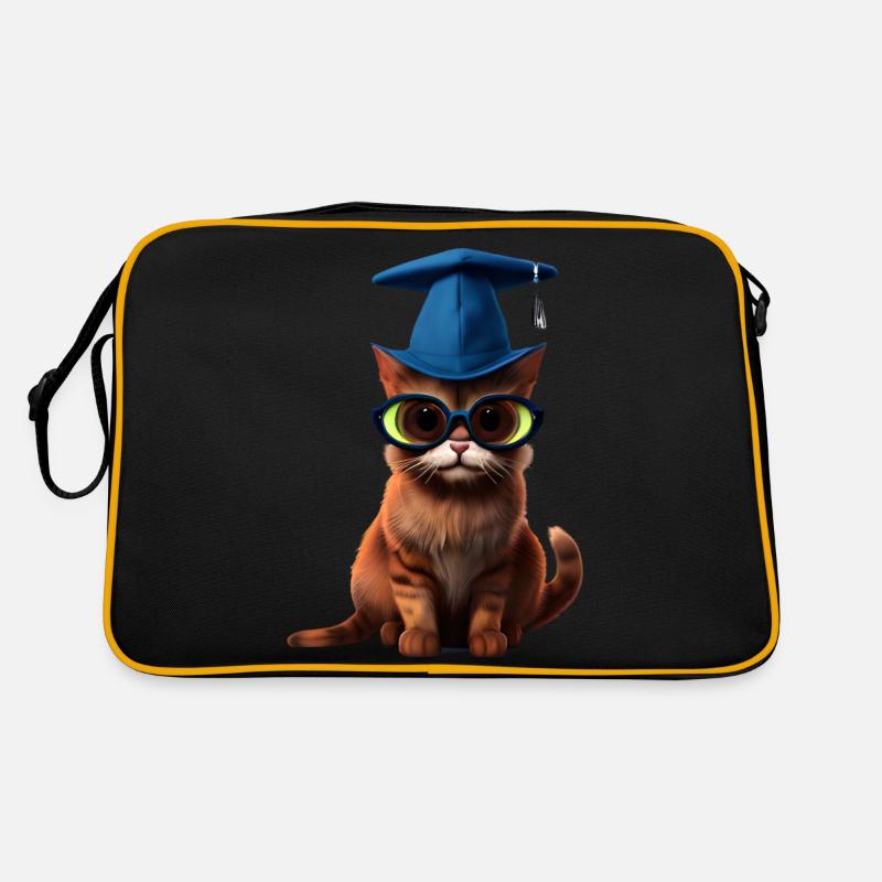 Bachelor Schulabschluss Katze Studium Absolvent Retro Tasche